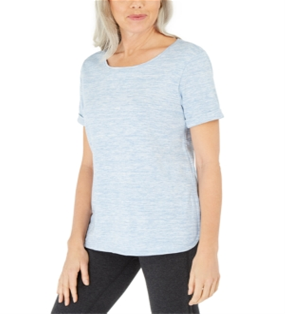 Karen Scott Women's Space Dyed Top -Blue Size Large
