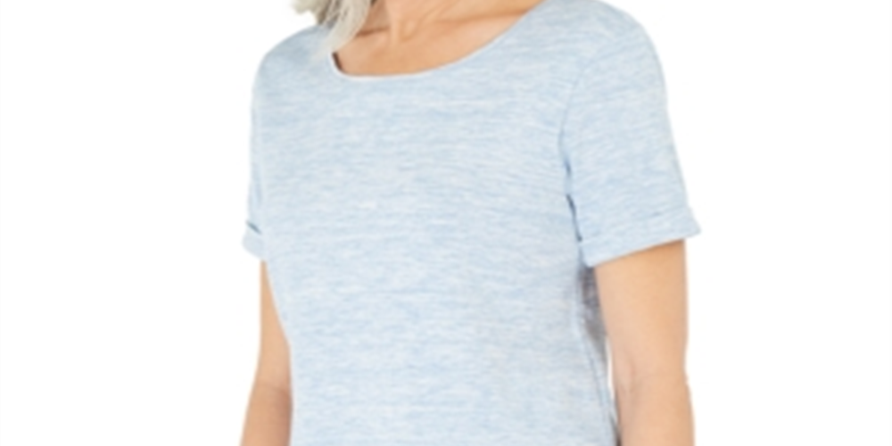 Karen Scott Women's Space Dyed Top -Blue Size Large