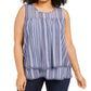 Style & Co Women's Plus Striped Sleeveless Top Blue Size 3X
