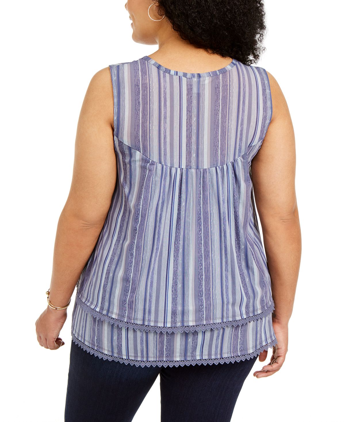 Style & Co Women's Plus Striped Sleeveless Top Blue Size 3X