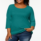 Karen Scott Women's Cotton Scoop Neck Top Blue Size 4X