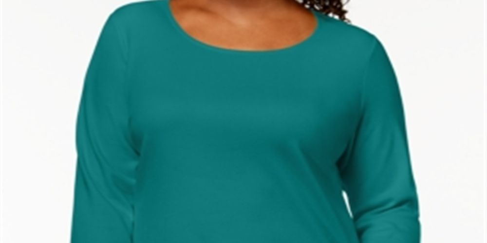 Karen Scott Women's Cotton Scoop Neck Top Blue Size 4X