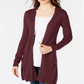 Maison Jules Women's Long Open-Front Jersey Cardigan Sweater Ruby Wine Size XXS