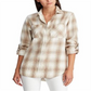 Ralph Lauren Women's Plaid Cuffed Collared Button up Top White Size Large