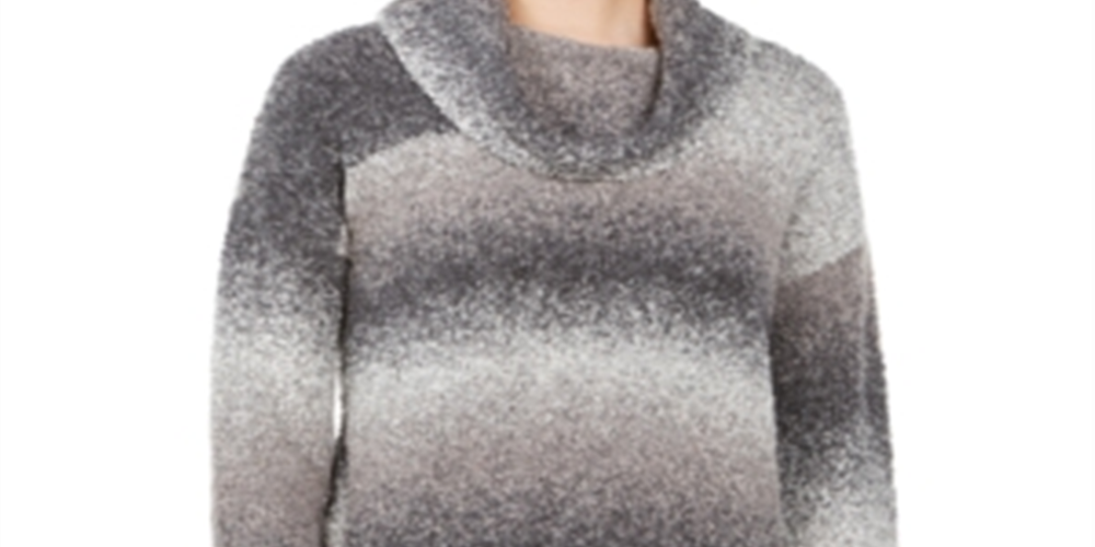 Style & Co Women's Ombre Long Sleeve Turtle Neck Blouse Sweater Gray Size Petite Small