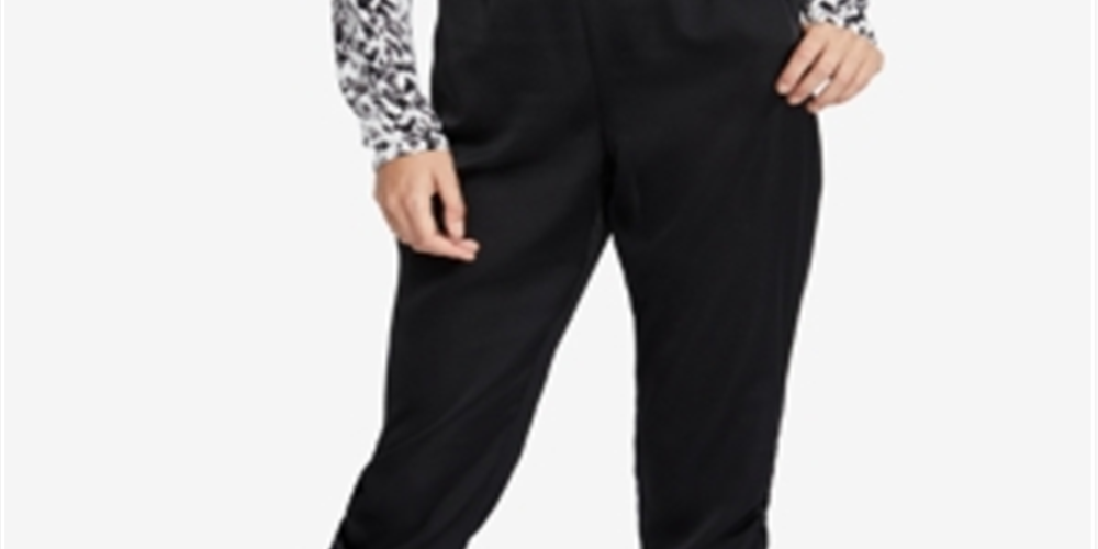 Rachel Roy Women's William Gathered Cropped Pants Black Size XX-Large
