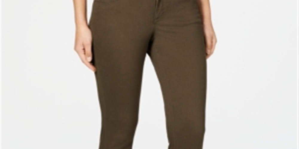 Style & Co Women's Curvy Fit Tummy Control Skinny Jeans Green Size 12 Petite