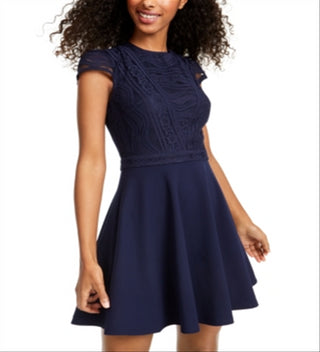 City Studios Juniors' Lace-Top Dress Blue Size 5