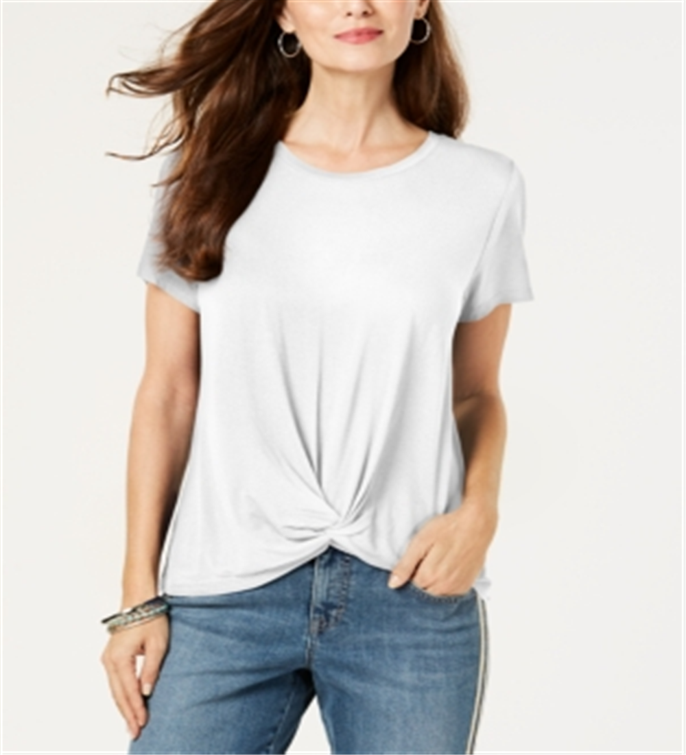 Style & Co Women's Twist Front Top White Size Small