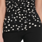 DKNY Women's Dot Print Side Knot Top Black Size Large