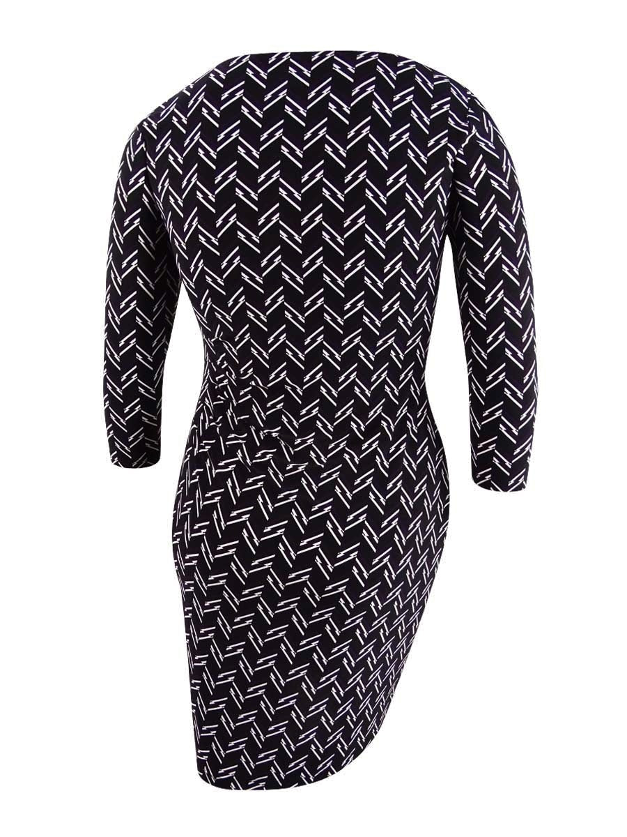 Ralph Lauren Women's Jersey Printed Dress Black Size 12