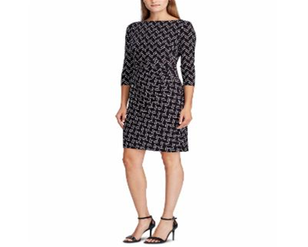 Ralph Lauren Women's Jersey Printed Dress Black Size 12