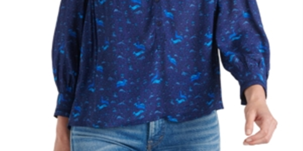 Lucky Brand Women's Sophie Popover Top Blue Size Small