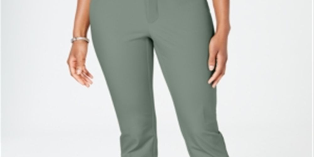 Charter Club Women's Newport Tummy Control Cropped Pants Green Size 14