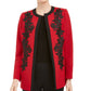 Kasper Women's Lace Trim Open Front Topper Jacket Red Size 10