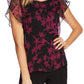 Vince Camuto Women's Floral Jewel Neck Top Black Size Large