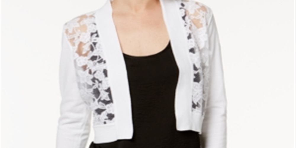 Calvin Klein Women's  Long Sleeve Open Cardigan Crop Top White Size PS