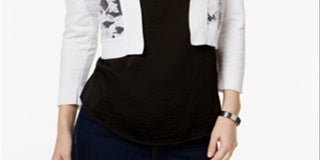 Calvin Klein Women's  Long Sleeve Open Cardigan Crop Top White Size PS