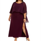 Adrianna Papell Women's Embellished Chiffon Capelet Dress Wine Size 22W