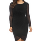 Karen Kane Women's Long Sleeve Jewel Neck Knee Length Body Con Cocktail Dress Black Size X-Large