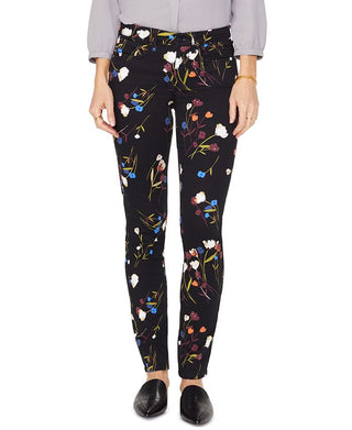 NYDJ Women's Animal Print Straight Leg Jeans Black Size 6