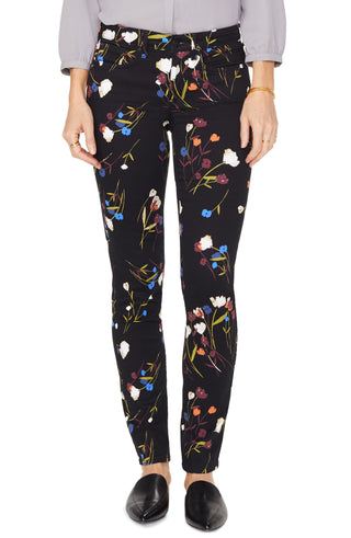 NYDJ Women's Animal Print Straight Leg Jeans Black Size 6