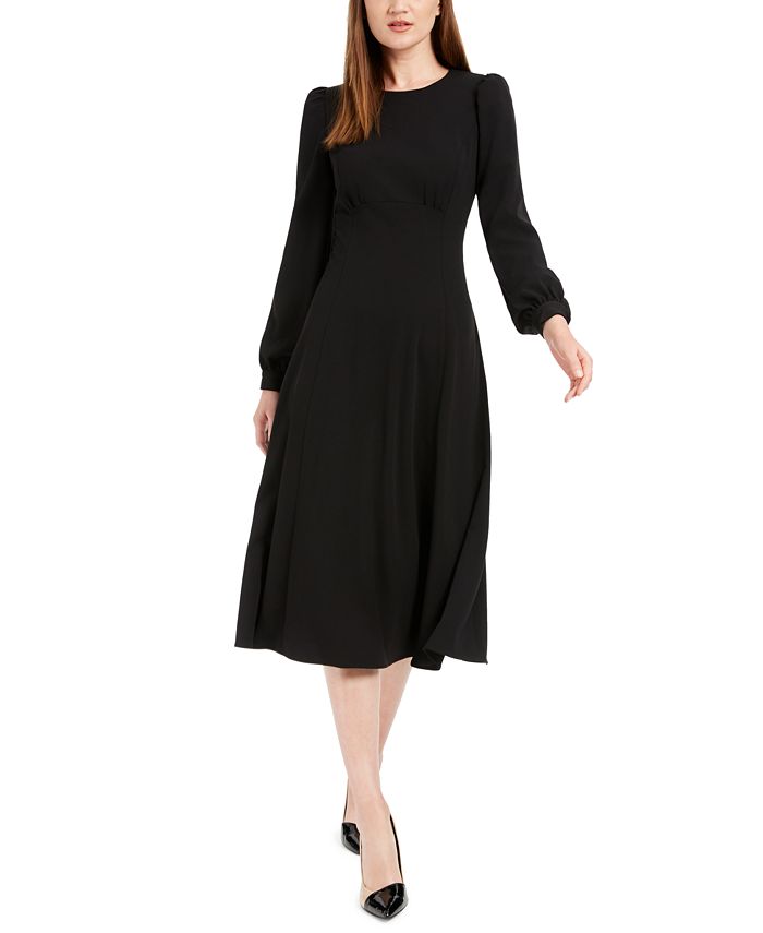 Calvin Klein Women's Puff Sleeve MIDI Dress Black Size 12