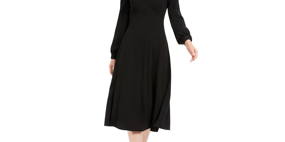 Calvin Klein Women's Puff Sleeve MIDI Dress Black Size 12