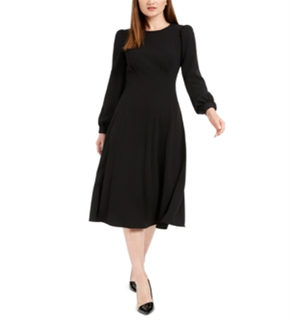 Calvin Klein Women's Puff Sleeve MIDI Dress Black Size 12