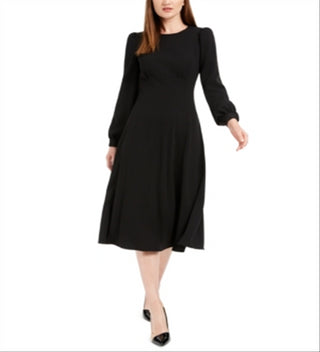 Calvin Klein Women's Puff Sleeve MIDI Dress Black Size 12