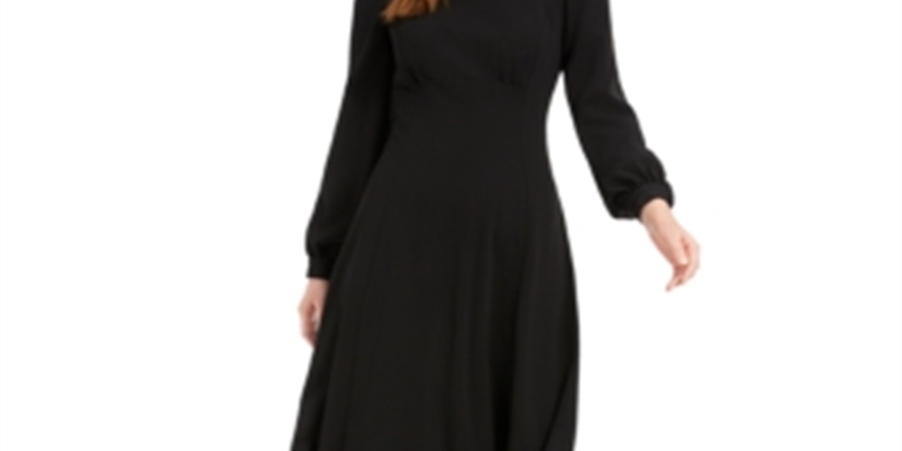 Calvin Klein Women's Puff Sleeve MIDI Dress Black Size 12