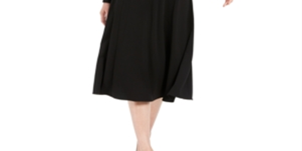 Calvin Klein Women's Puff Sleeve MIDI Dress Black Size 12