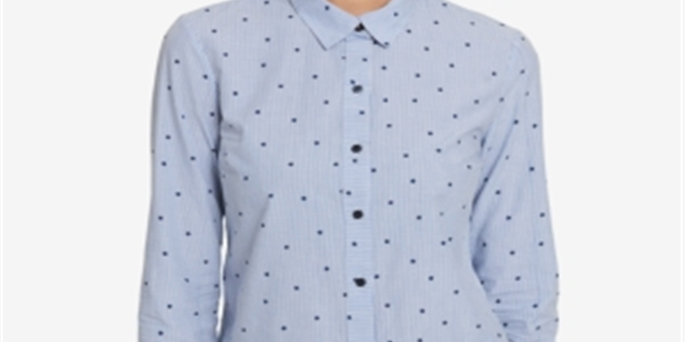 Tommy Hilfiger Women's Peplum Long Sleeves Blouse Blue Size L
