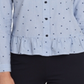 Tommy Hilfiger Women's Peplum Long Sleeves Blouse Blue Size L