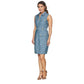 Sharagano Women's Sleeveless Chambray Spread Collar a Line Dress Blue Size 8