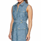 Sharagano Women's Sleeveless Chambray Spread Collar a Line Dress Blue Size 8
