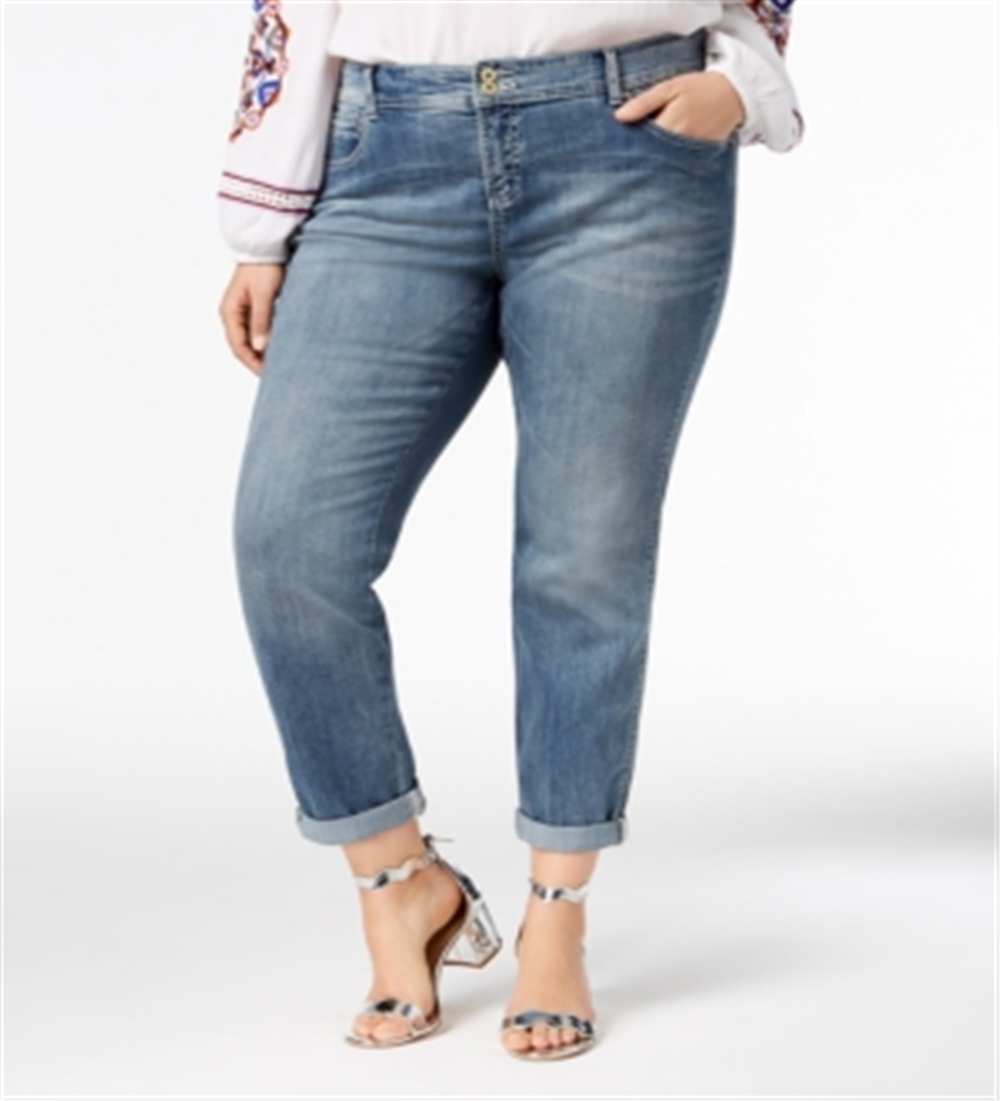 Inc Petite Plus Tummy Control Zenith Boyfriend Jeans Blue Size 22W