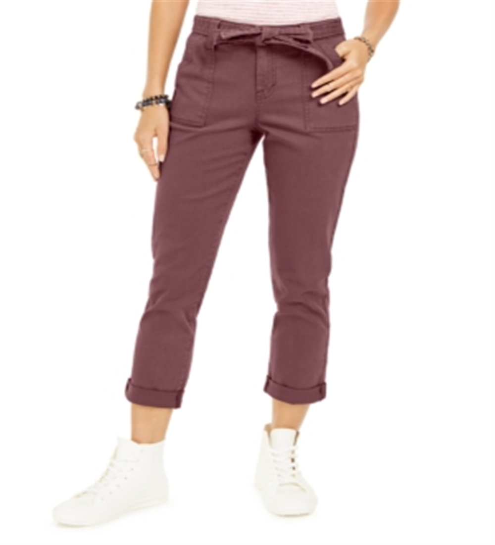 Style & Co Women's Belted Cuffed Jeans Purple Size 14