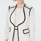 Kasper Women's Petite Wing-Lapel Contrast-Trim Blazer White Size 16 P
