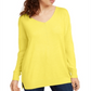 Hippie Rose Junior's V Neck Tunic Sweater Yellow Size X-Large