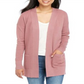 Pink Rose Junior's Open Cardigan Sweater Pink Size Medium