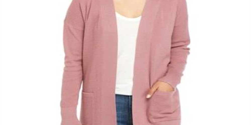 Pink Rose Junior's Open Cardigan Sweater Pink Size Medium