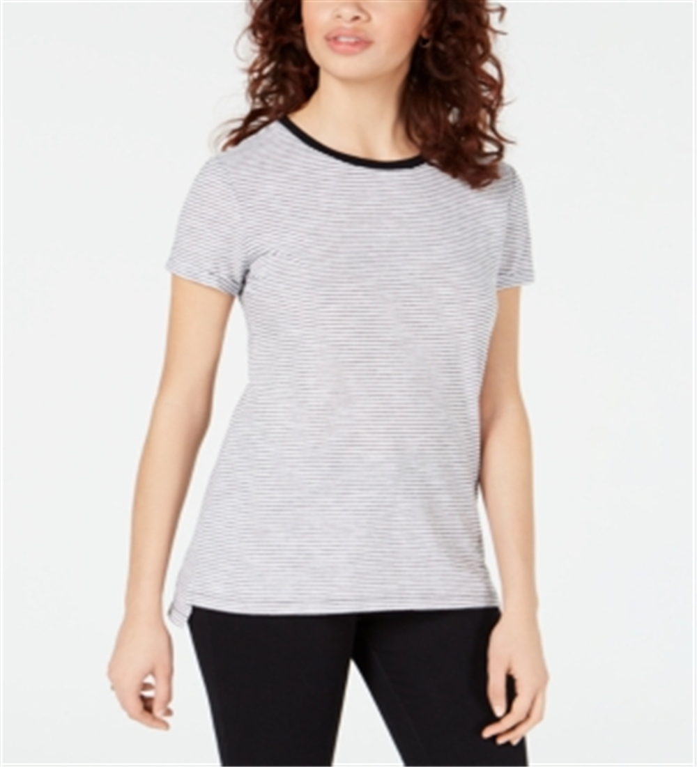 Maison Jules Women's Crewneck Ringer T-Shirt Gray Size X-Small