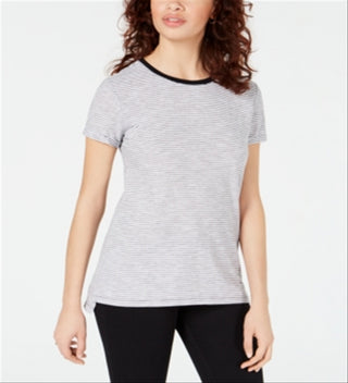 Maison Jules Women's Crewneck Ringer T-Shirt Gray Size X-Small
