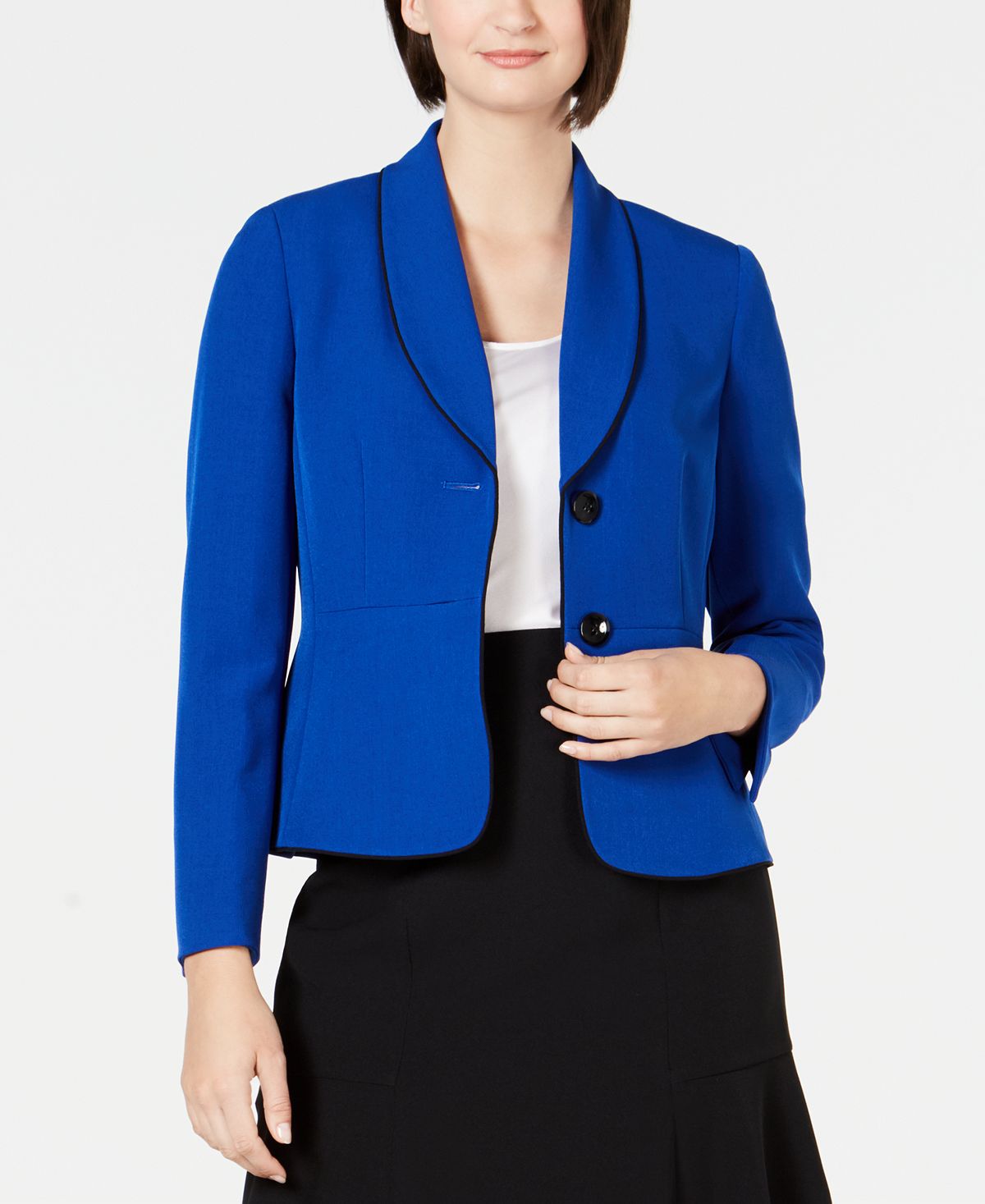 Le Suit Women's Shawl Lapel Skirt Suit Blue Size 8