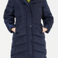 Madden Girl Junior's Hooded Maxi Puffer Coat Blue Size L