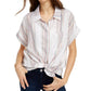 Planet Gold Junior's Tie Front Shine Blouse Beige Size M