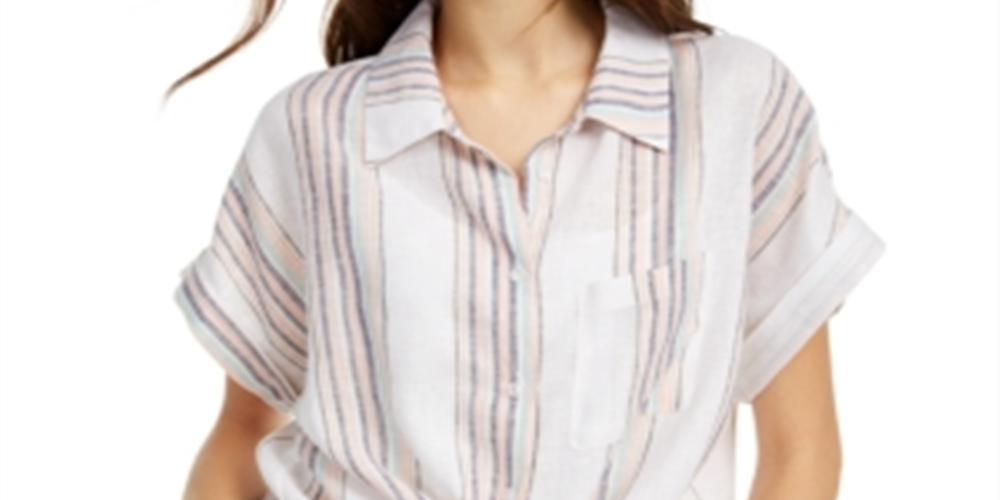 Planet Gold Junior's Tie Front Shine Blouse Beige Size M