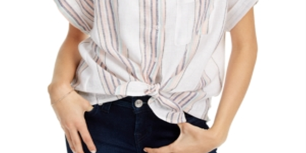 Planet Gold Junior's Tie Front Shine Blouse Beige Size M