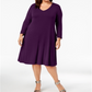Style & Co Women's Plus a Line Swing Casual Dress Purple Size 1X